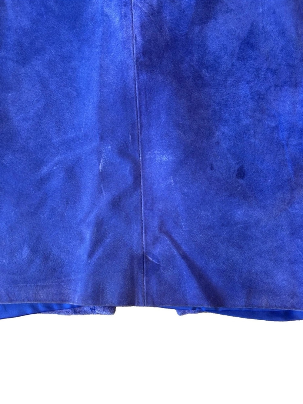 Vintage WINLIT Periwinkle Purple Suede Leather Midi Skirt Korea High Waist 7/8 - Picture 11 of 15